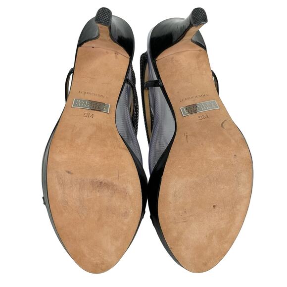 Badgley Mishka Heel 9M Black Patent Silver Chains 5" Heels - Picture 7 of 16